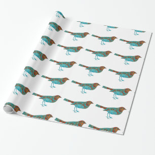 Rustic Turquoise Bird Wrapping Paper