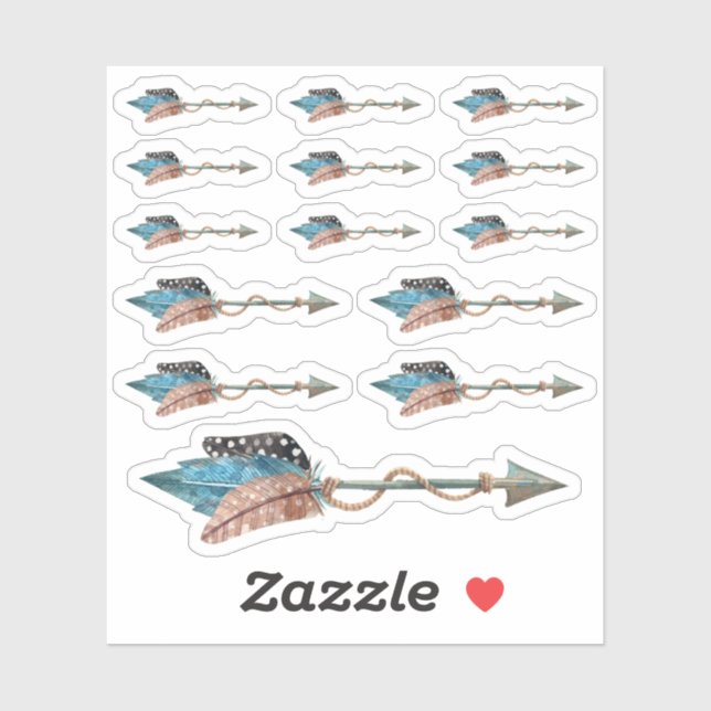 Rustic Turquoise Feathers Tribal Arrow Boho Chic (Sheet)