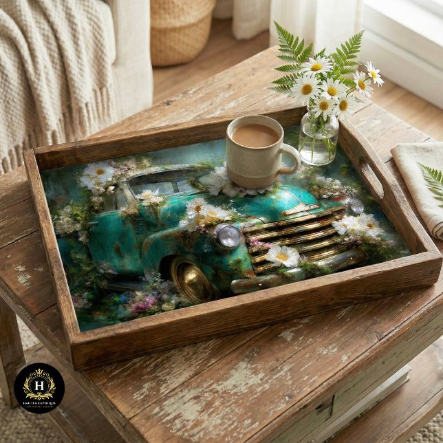 Rustic Turquoise Floral Truck Decoupage Tissue Paper (Creator Uploaded)