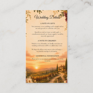 Rustic Tuscan Autumn Romance Wedding Enclosure Card