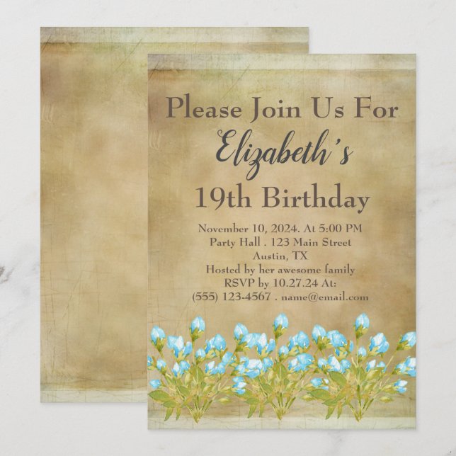 Rustic Tuscan Gold Birthday Invitation (Front/Back)