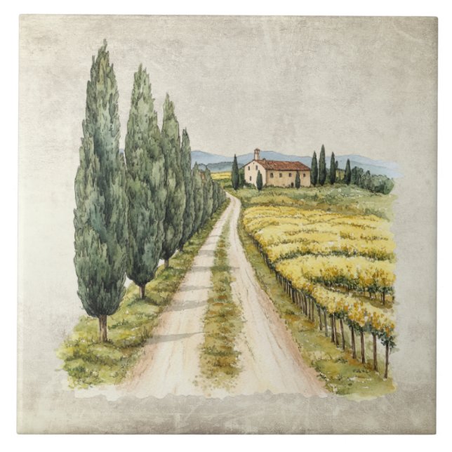 Rustic Tuscan Italian Scene  Tile (Front)