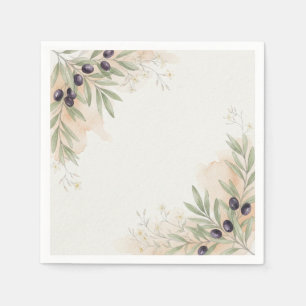 Rustic Tuscan Olive Branch Wedding Napkins