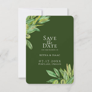 Rustic Tuscan Olive Greenery Save The Date Announcement