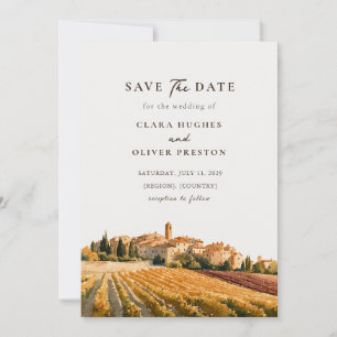 Rustic Tuscan Vineyard Hillside Italy Wedding Save The Date