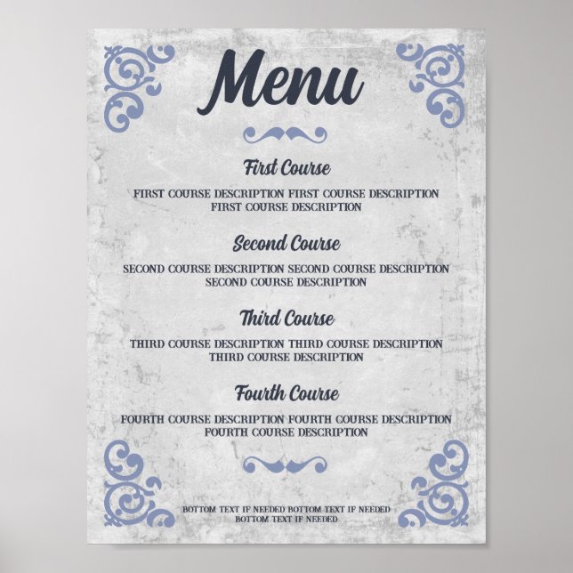 Rustic Tuscan western chef catering dinner menu Poster (Front)