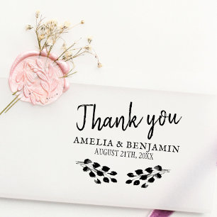 Rustic Twigs Thank you Script Wedding Rubber Stamp