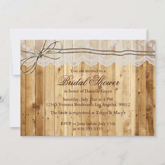 Rustic Twine Lace Wedding Invitation (Front)