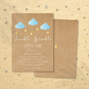 Rustic Twinkle Sprinkle Baby Boy Sprinkle / Shower Invitation