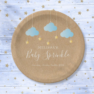 Rustic Twinkle Sprinkle Baby Boy Sprinkle Shower Paper Plate