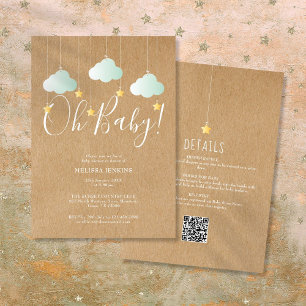 Rustic Twinkle Star Oh Baby All In One Baby Shower Invitation