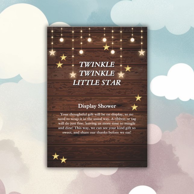 Rustic Twinkle Twinkle Little Star Baby Shower Enclosure Card (Creator Uploaded)