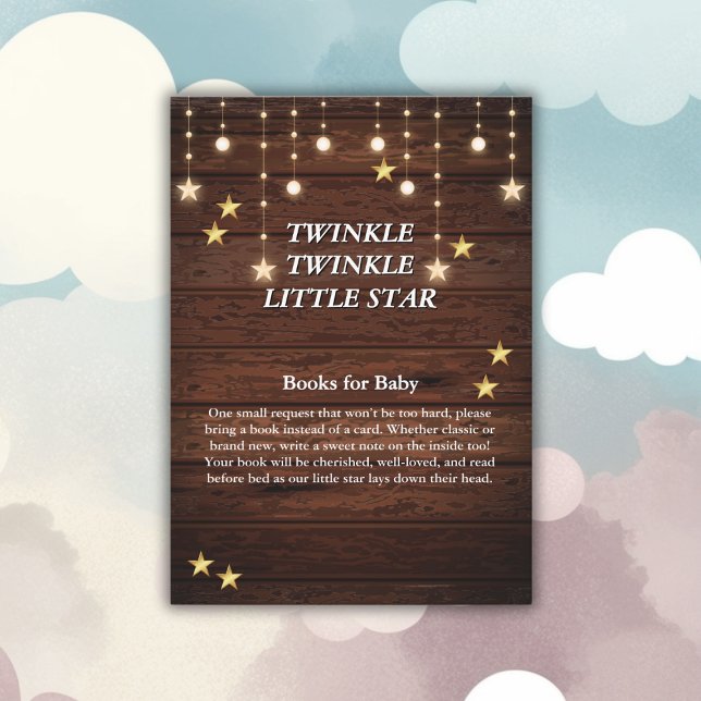 Rustic Twinkle Twinkle Little Star Baby Shower Enclosure Card (Creator Uploaded)