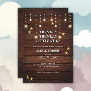 Rustic Twinkle Twinkle Little Star Baby Shower Invitation