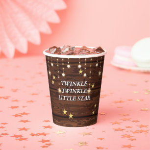 Rustic Twinkle Twinkle Little Star Baby Shower Paper Cups