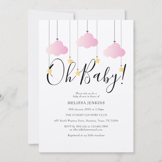 Rustic Twinkle Twinkle Oh Baby Baby Shower Invitation (Front)