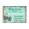 Rustic Two Hearts Wood Aqua Wedding RSVP Cards