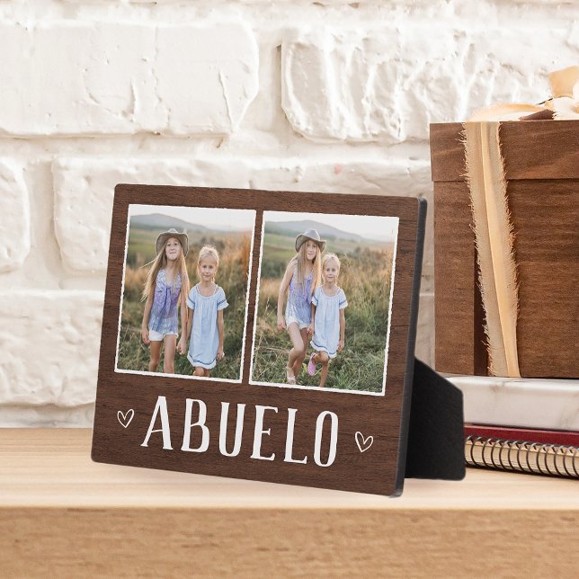 Rustic Two Photo Abuelo Grandpa Plaque (Creator Uploaded)