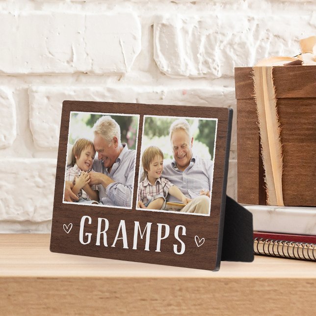 Rustic Two Photo Gramps Grandpa Plaque (Creator Uploaded)