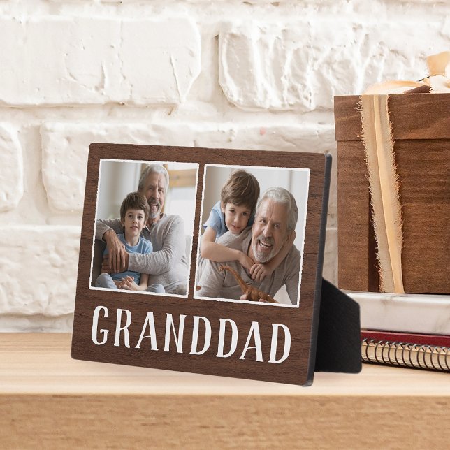 Rustic Two Photo Granddad Grandfather Plaque (Creator Uploaded)