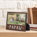 Rustic Two Photo Papaw Grandpa Plaque<br><div class="desc">Charming wood sign for Father's Day,  birthdays,  or Grandparents Day features two photos side by side on a rustic background with "Papaw" beneath.</div>