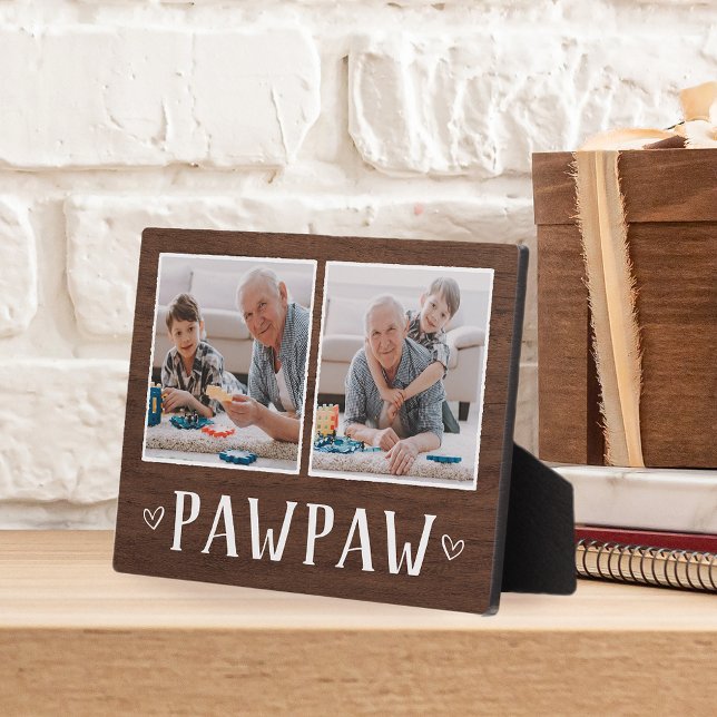 Rustic Two Photo Pawpaw Grandpa Plaque (Creator Uploaded)