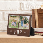Rustic Two Photo Pop Grandpa Plaque<br><div class="desc">Charming wood sign for Father's Day,  birthdays,  or Grandparents Day features two photos side by side on a rustic background with "Pop" beneath.</div>