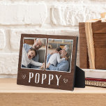 Rustic Two Photo Poppy Grandpa Plaque<br><div class="desc">Charming wood sign for Father's Day,  birthdays,  or Grandparents Day features two photos side by side on a rustic background with "Poppy" beneath.</div>