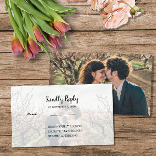 Rustic two photos Wedding budget RSVP Enclosure Card
