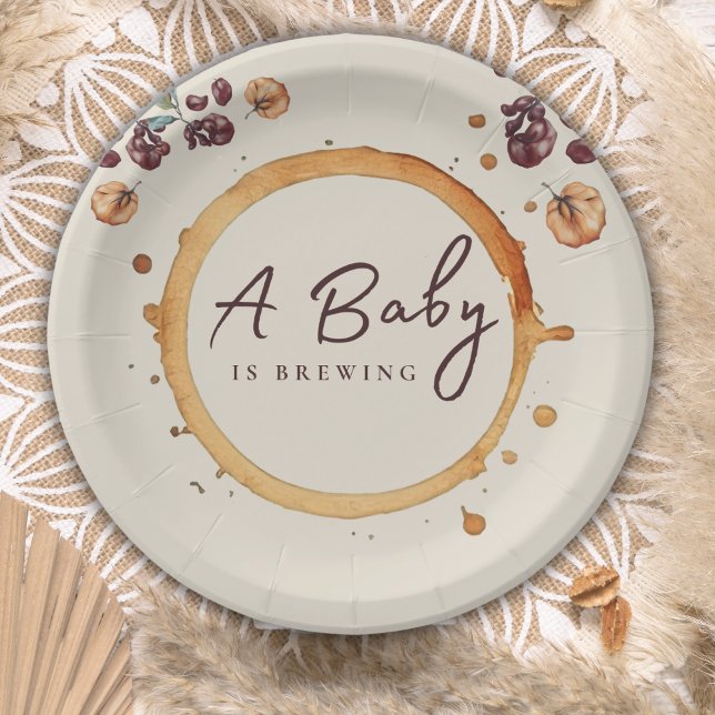  Rustic Typhography Coffee Beans Baby Shower Paper Plate (Creator Uploaded)