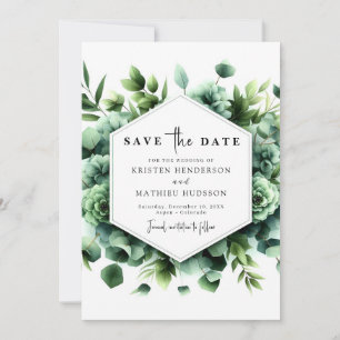 Rustic Typography Eucalyptus Digital Wedding Save The Date