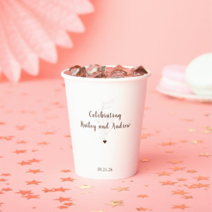 Rustic Typography Minimal Floral Wedding Paper Cups