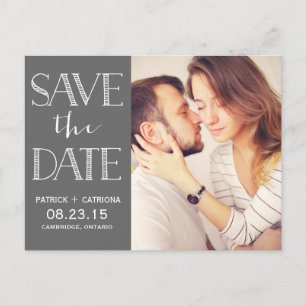 Rustic Typography Save the Date Postcard   Grey