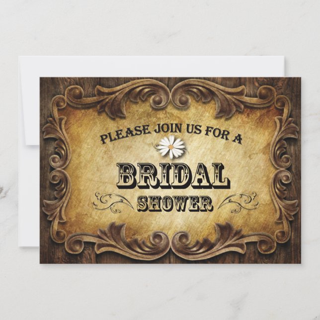 rustic typography western country wedding invitation (Front)