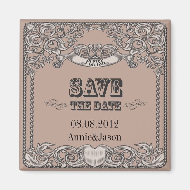 rustic typography western country wedding magnet (Front)