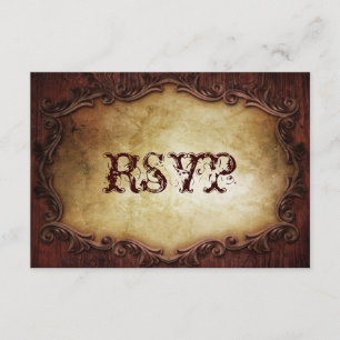 rustic typography western country wedding RSVP Card
