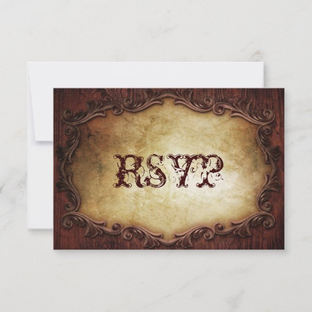 rustic typography western country wedding RSVP Card (Front)