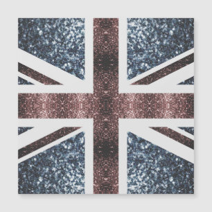 Rustic UK flag red blue sparkles glitters