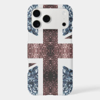 Rustic UK flag red blue sparkles glitters
