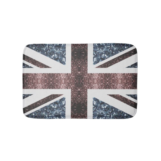 Rustic UK flag red blue sparkles glitters Bath Mat (Front)