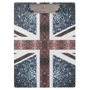 Rustic UK flag red blue sparkles glitters Clipboard