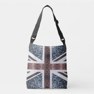 Rustic UK flag red blue sparkles glitters Crossbody Bag