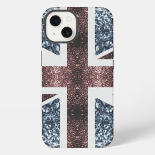 Rustic UK flag red blue sparkles glitters iPhone 13 Case