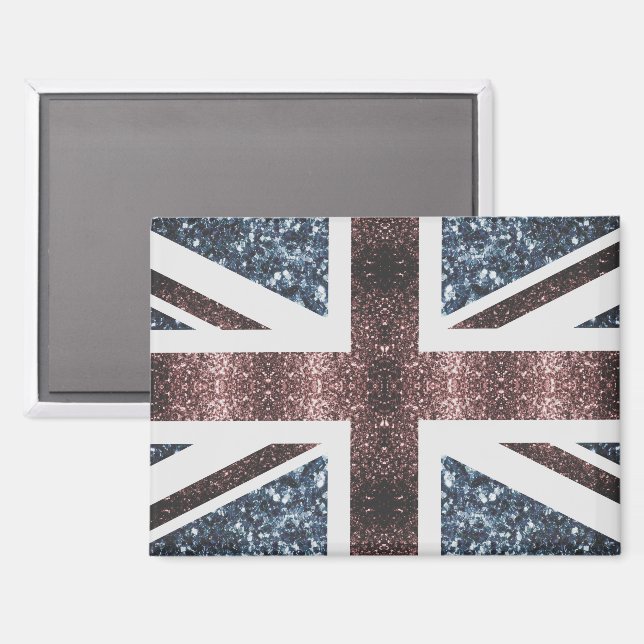 Rustic UK flag red blue sparkles glitters Magnet (Front/Back)