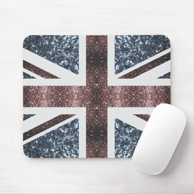Rustic UK flag red blue sparkles glitters Mouse Pad (With Mouse)