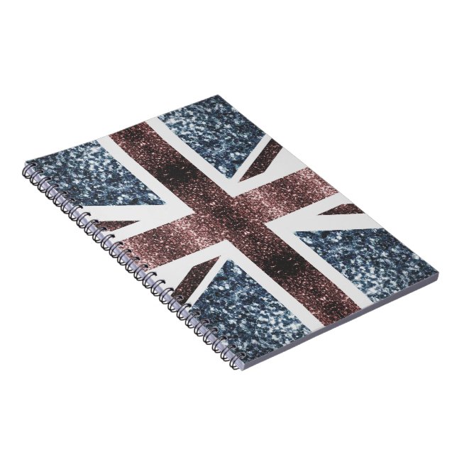 Rustic UK flag red blue sparkles glitters Notebook (Right Side)