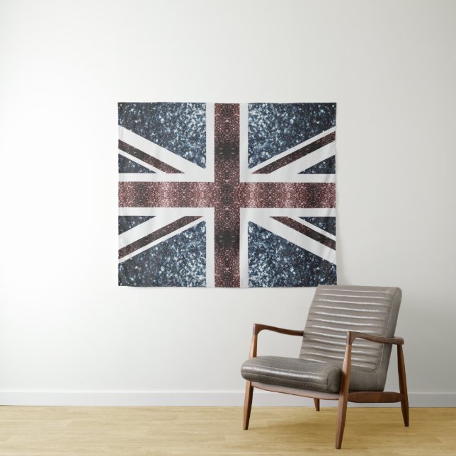 Rustic UK flag red blue sparkles glitters Tapestry (In Situ (Horizontal))