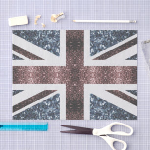 Rustic UK flag red blue sparkles glitters Tissue Paper
