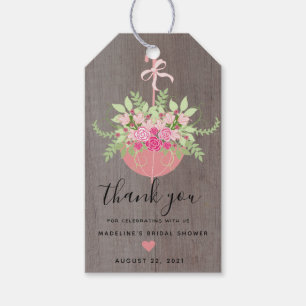Rustic Umbrella Roses Bridal Shower Thank You Gift Tags