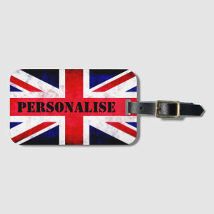 Rustic Union Jack UK Flag Personalised Luggage Tag